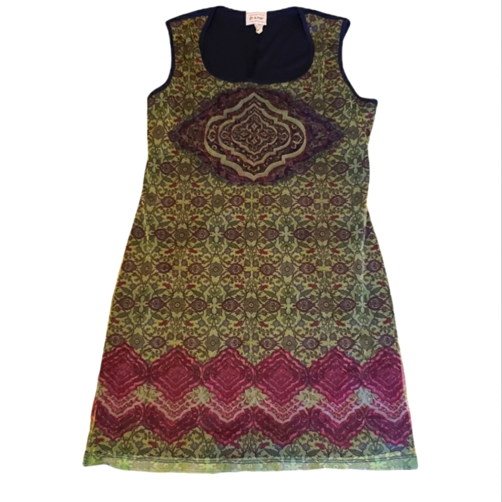 Green and red bohemian large tunic dress